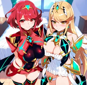Futa Mythra and Pyra Hypnotised!  Truck kun password:prinz31 ai generated