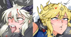 [Umamusuko] Altria Lancer and horse (Fate/Grand Order)